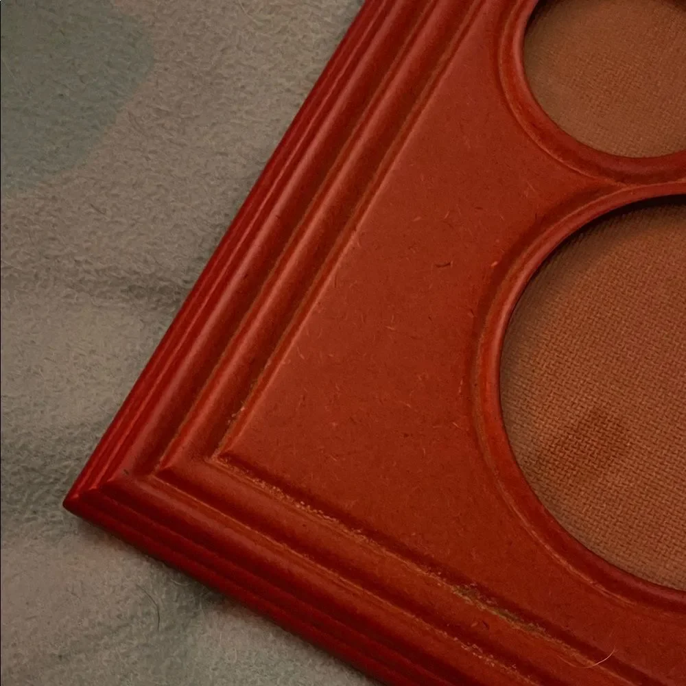 Disney Mickey Mouse Shaped 3 Photo Picture Frame Redish Wood Color 11